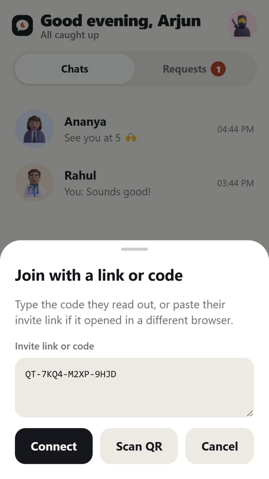 Entering an invite code